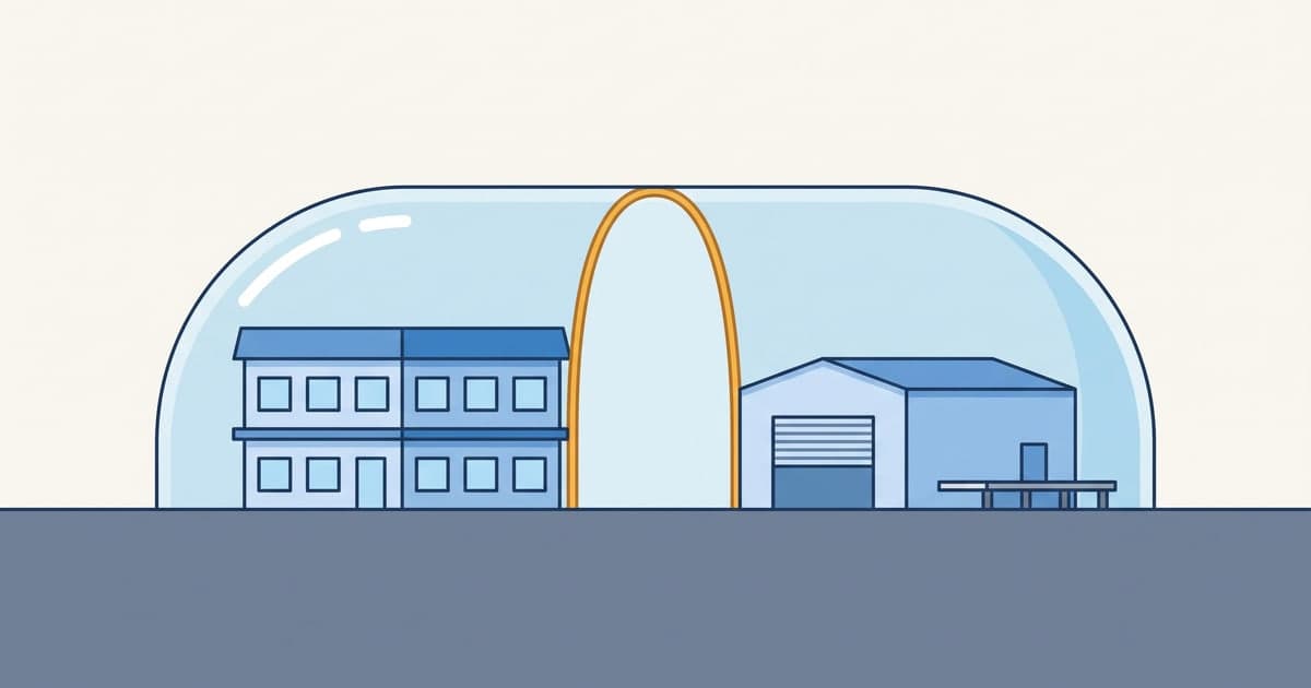 Diagram of a staffing agency as employer of record: one long shell covers both the agency office and the client's warehouse where its workers are placed