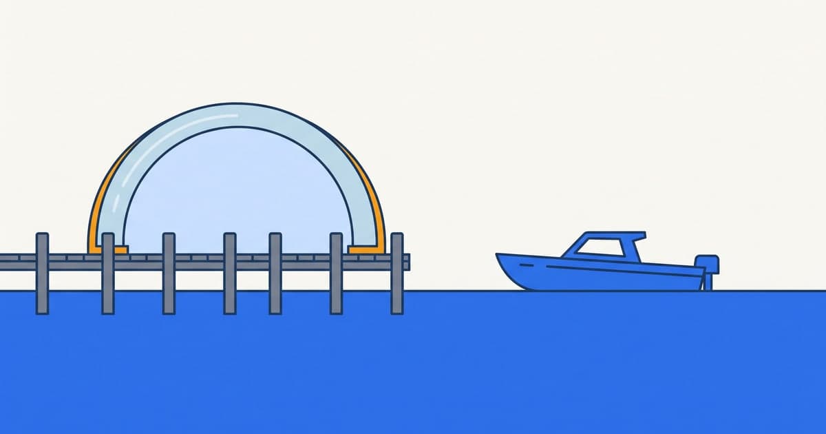 Diagram of Wisconsin boat insurance: the marina jetty under a shelter while the boat on open water has none, showing the requirement belongs to the marina